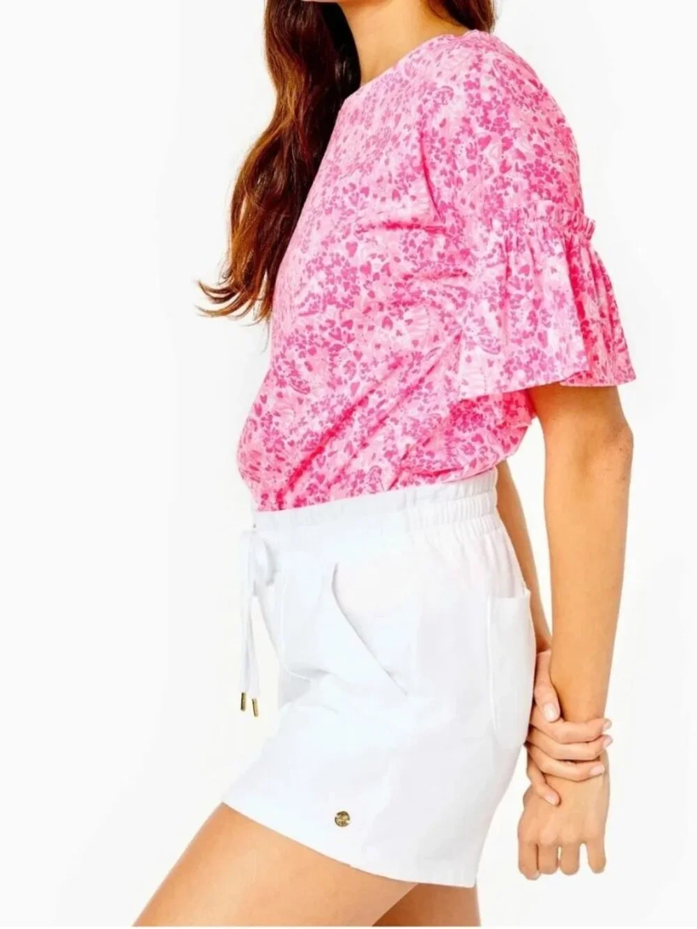 NWT Lilly Pulitzer Elani Knit Shorts Resort White Sz L Luxe Terry Pockets